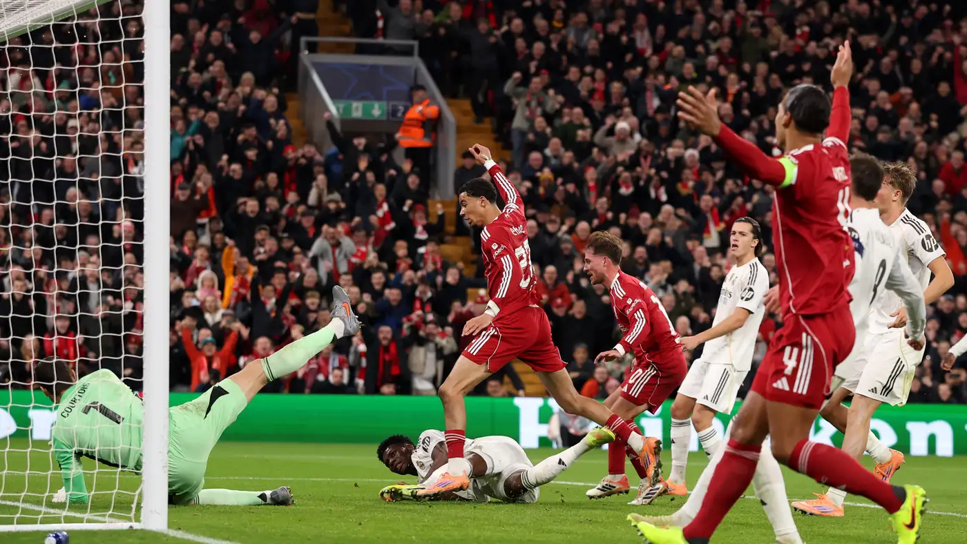 Liverpool Inflicts First European Defeat on Real Madrid Despite Courtois’ Efforts and Continues Revival.