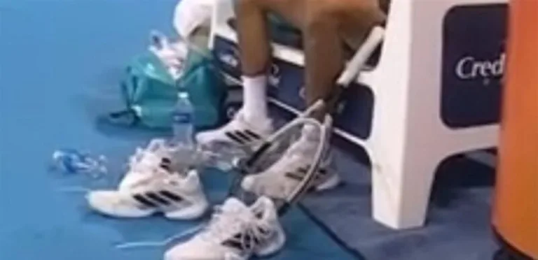 An attack on a tennis player who changes his shoes every time he loses