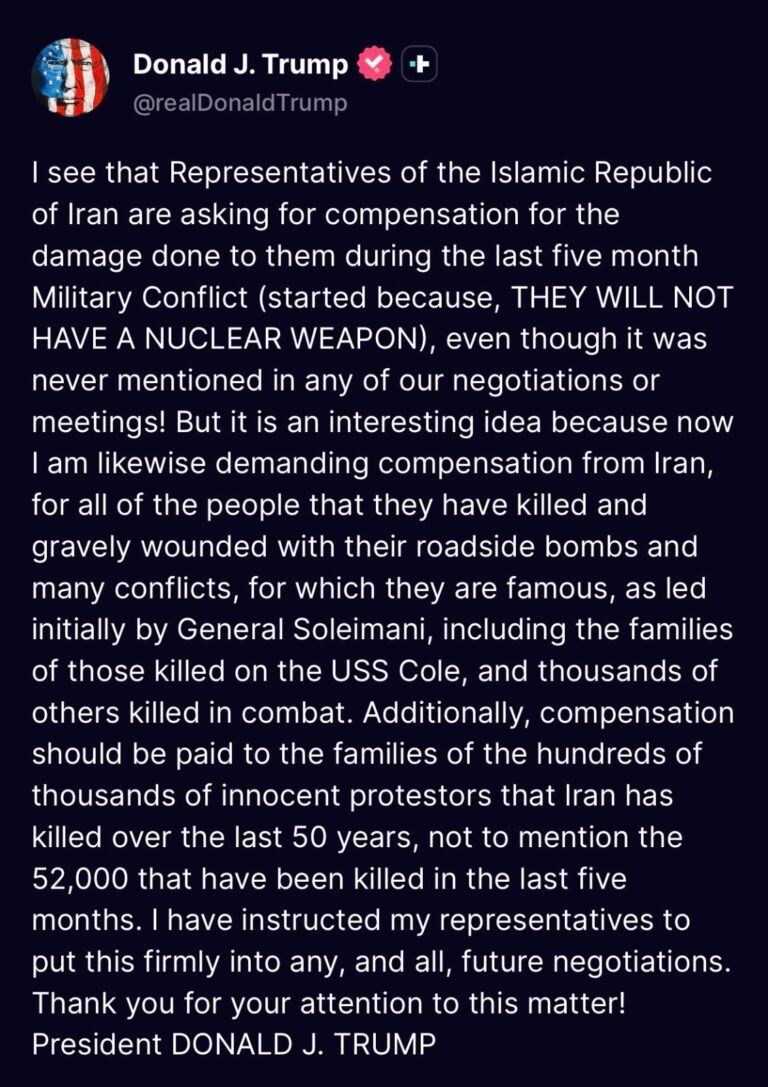 Lebanon enters the compensation file… Trump holds Iran responsible for the war damage