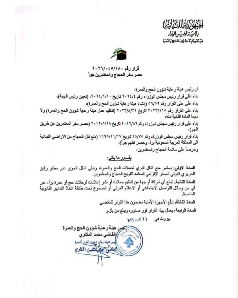 After the tragedy on the road to Syria and Jordan… a decisive decision regarding the travel of pilgrims
